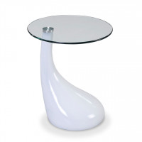 Manhattan Comfort ET003-WH Lava 19.7 in. White Glass Top Accent Table